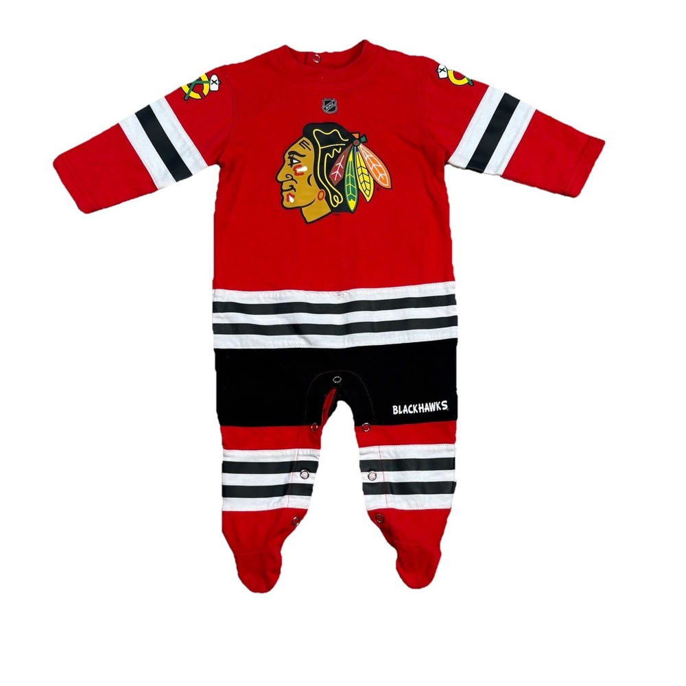 NHL Chicago Blackhawks One Piece Romper Baby Jersey 0-3 Months Unisex Red Footed